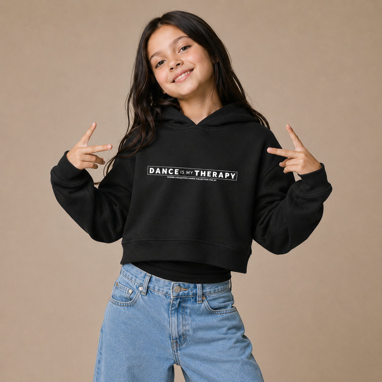 Dance Is My Therapy Kids Cropped Hoodie