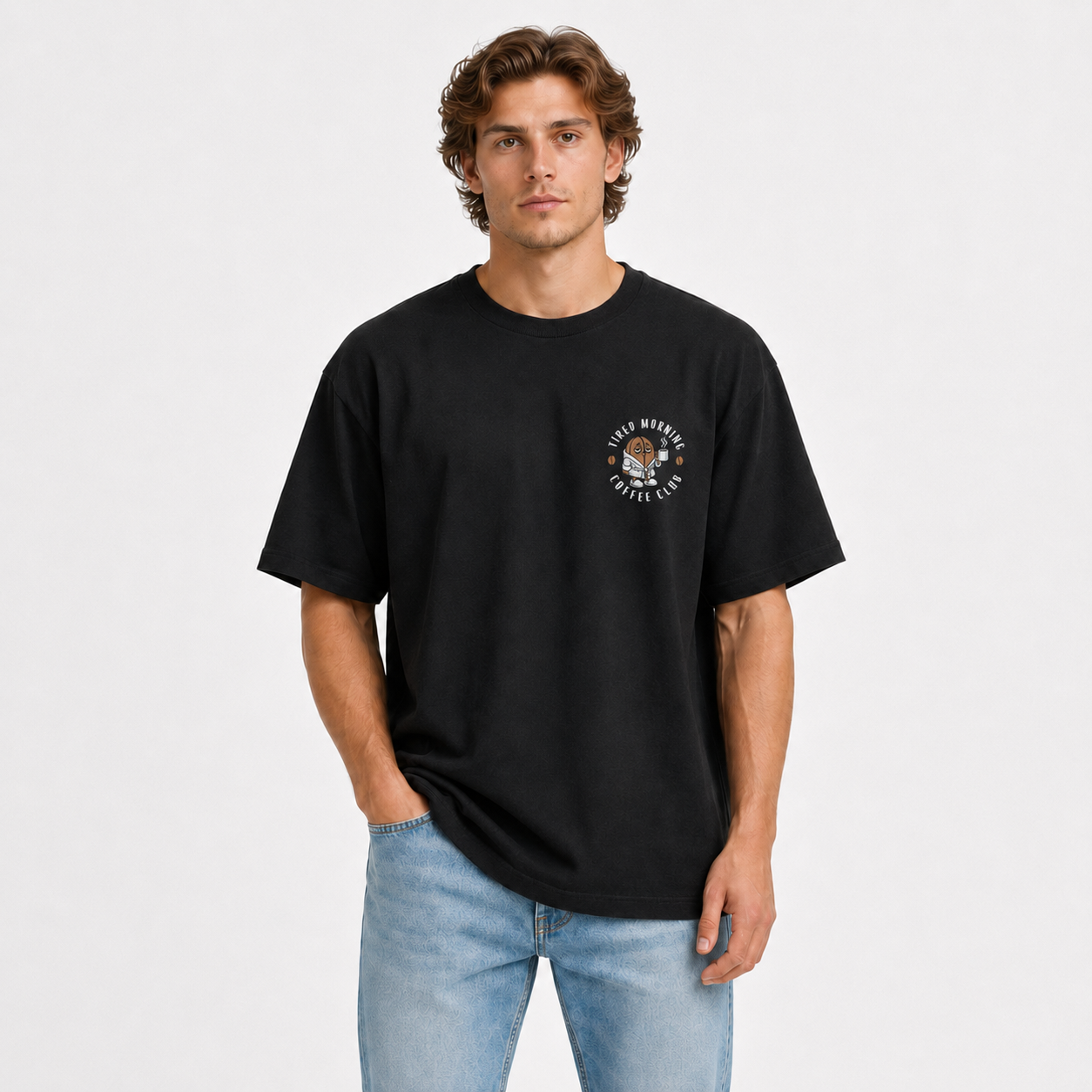 Tired Morning Coffee Club Dual Print Tee