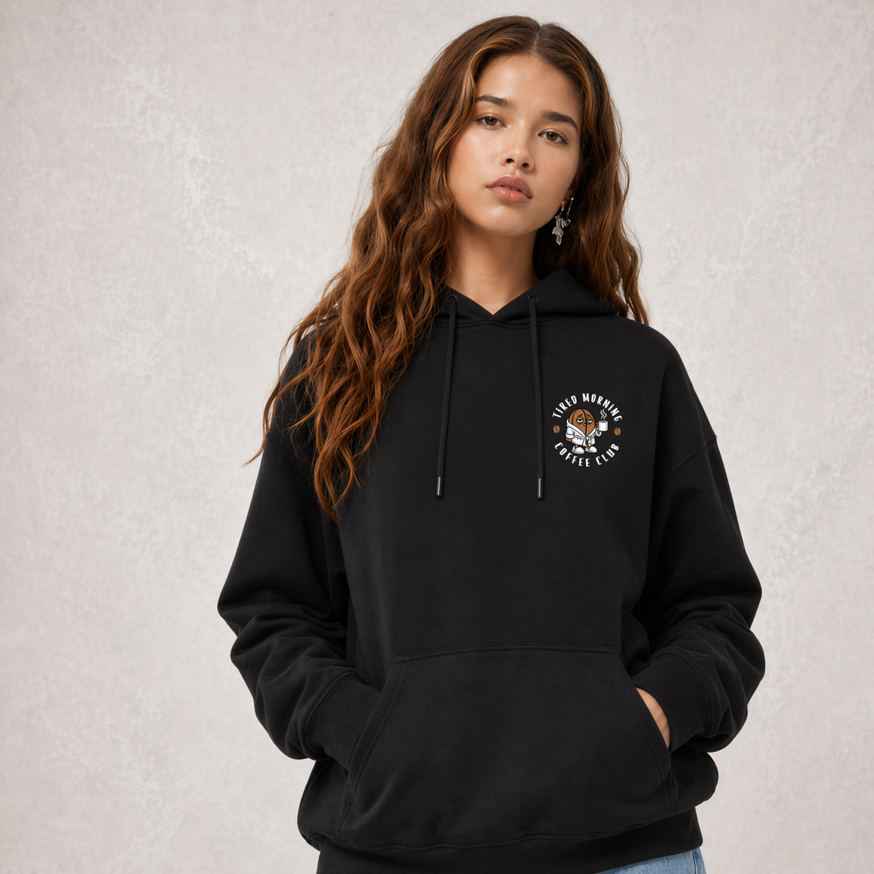 Tired Morning Coffee Club Dual Print Hoodie