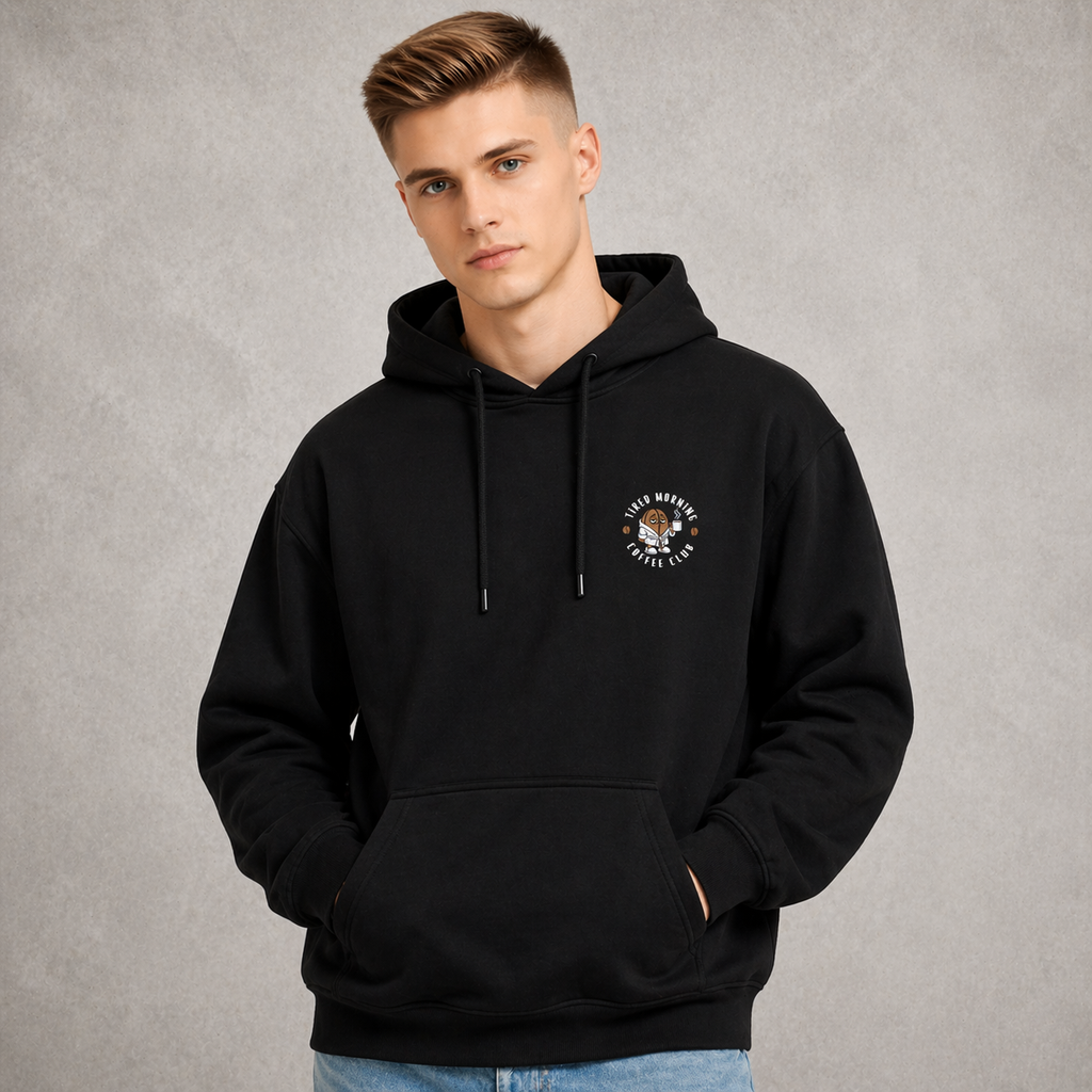 Tired Morning Coffee Club Dual Print Hoodie