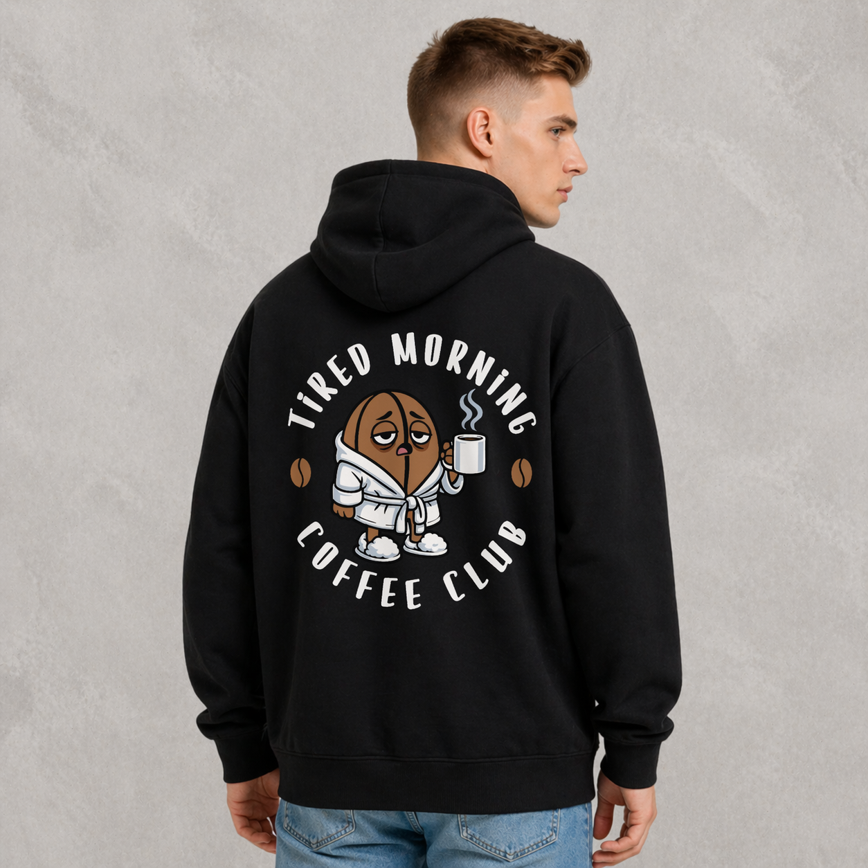 Tired Morning Coffee Club Dual Print Hoodie